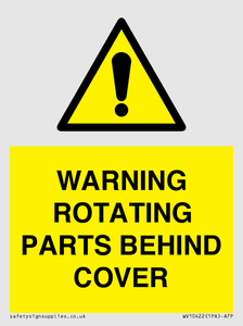 WARNING ROTATING PARTS BEHIND COVER